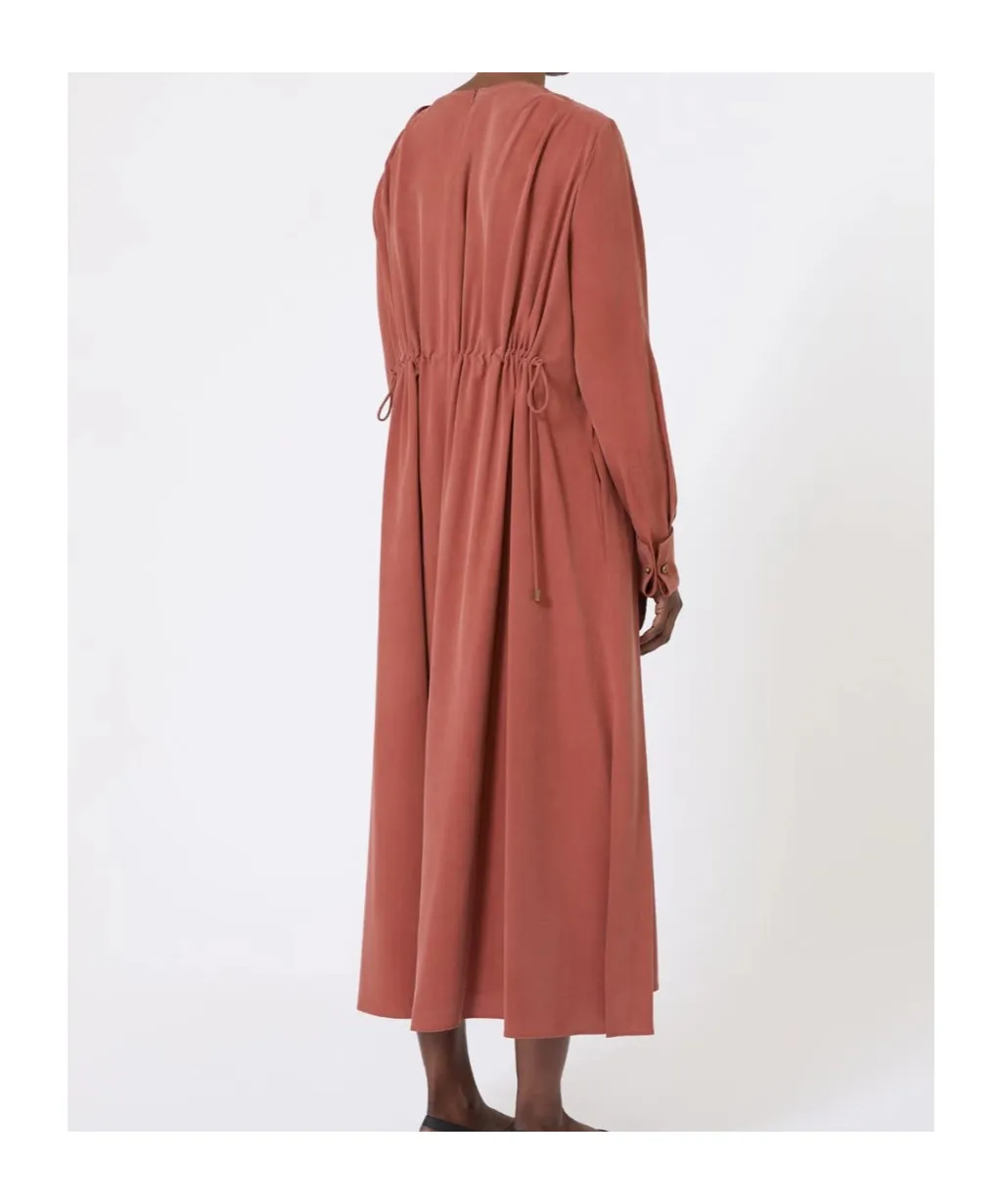 Washed Silk Canvas Dress - Terra Cotta