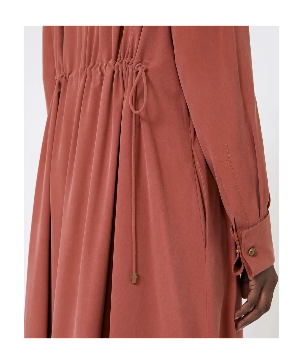 Washed Silk Canvas Dress - Terra Cotta