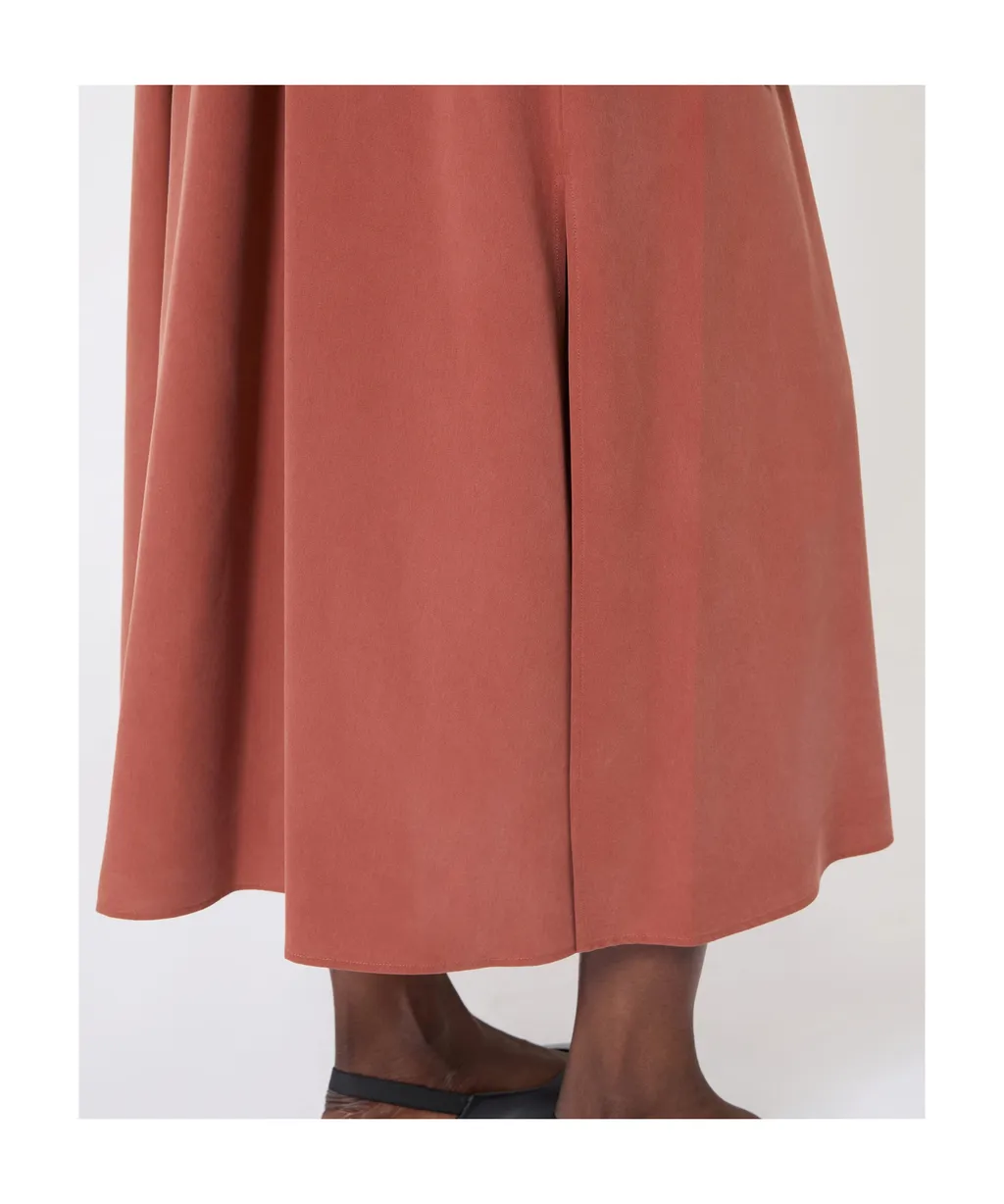 Washed Silk Canvas Dress - Terra Cotta