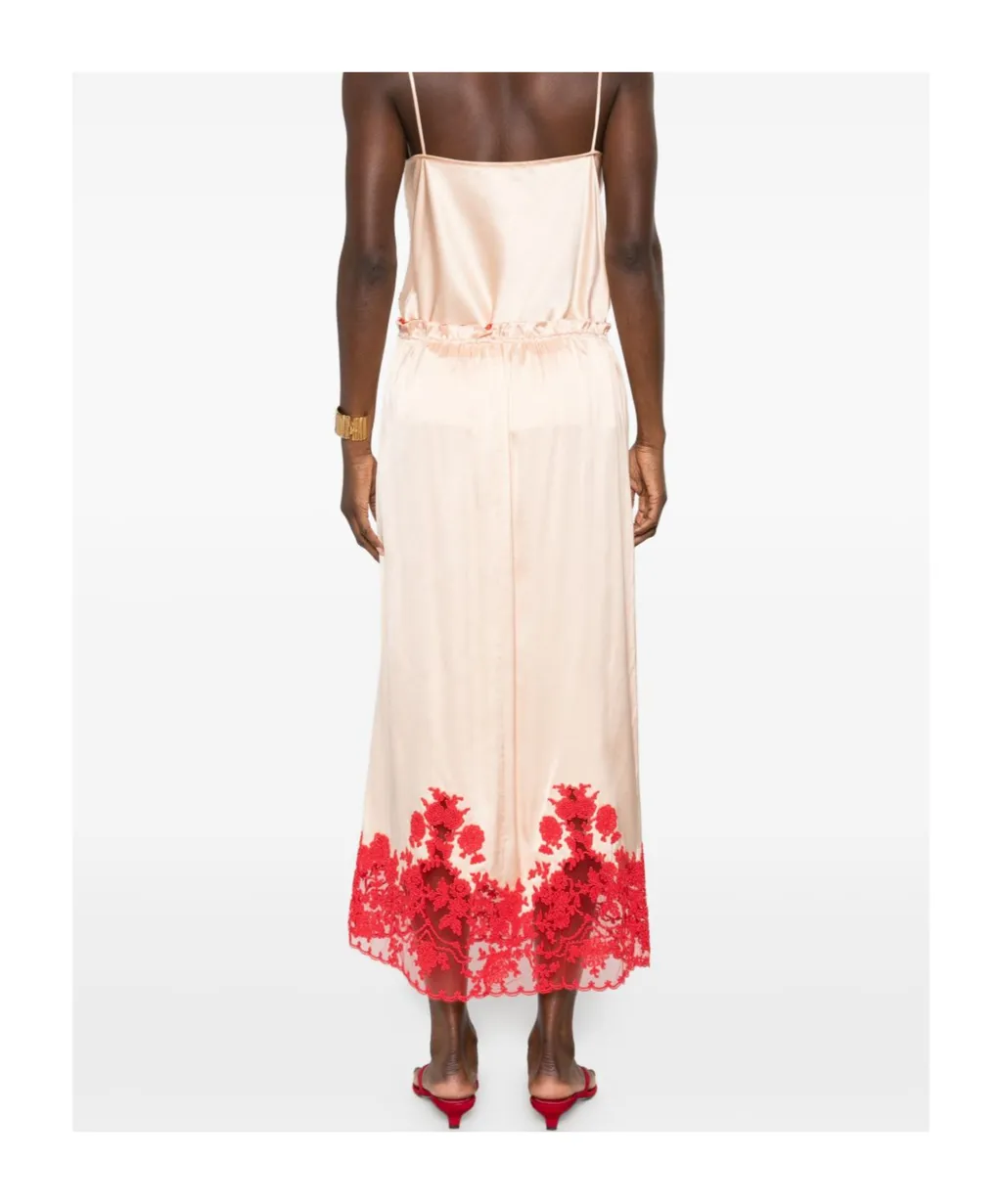 Floral-Lace Midi Skirt