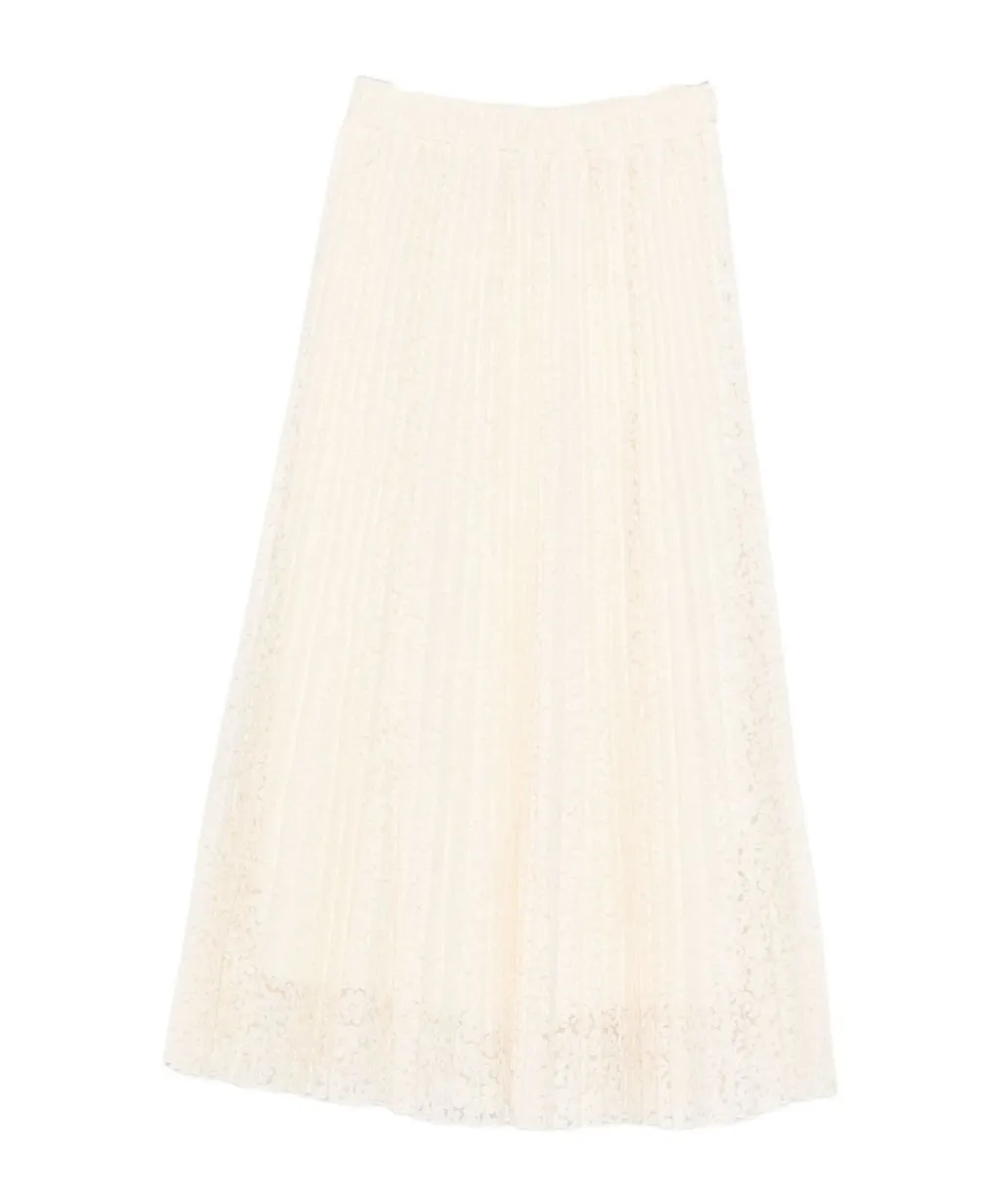 Pleated Floral Midi Skirt