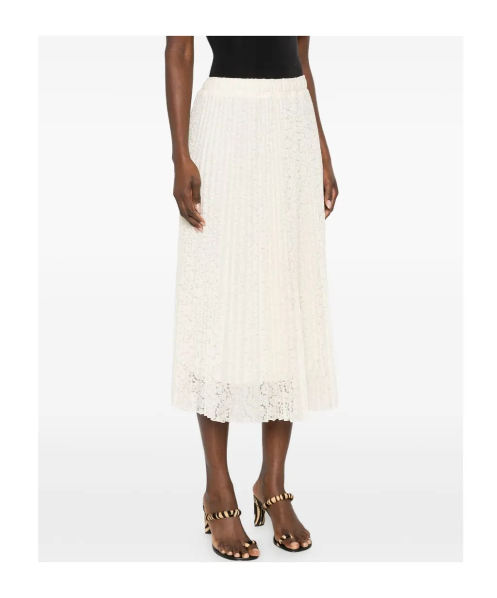 Pleated Floral Midi Skirt