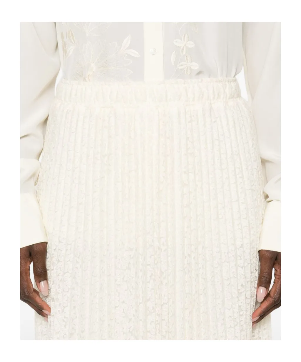 Pleated Floral Midi Skirt