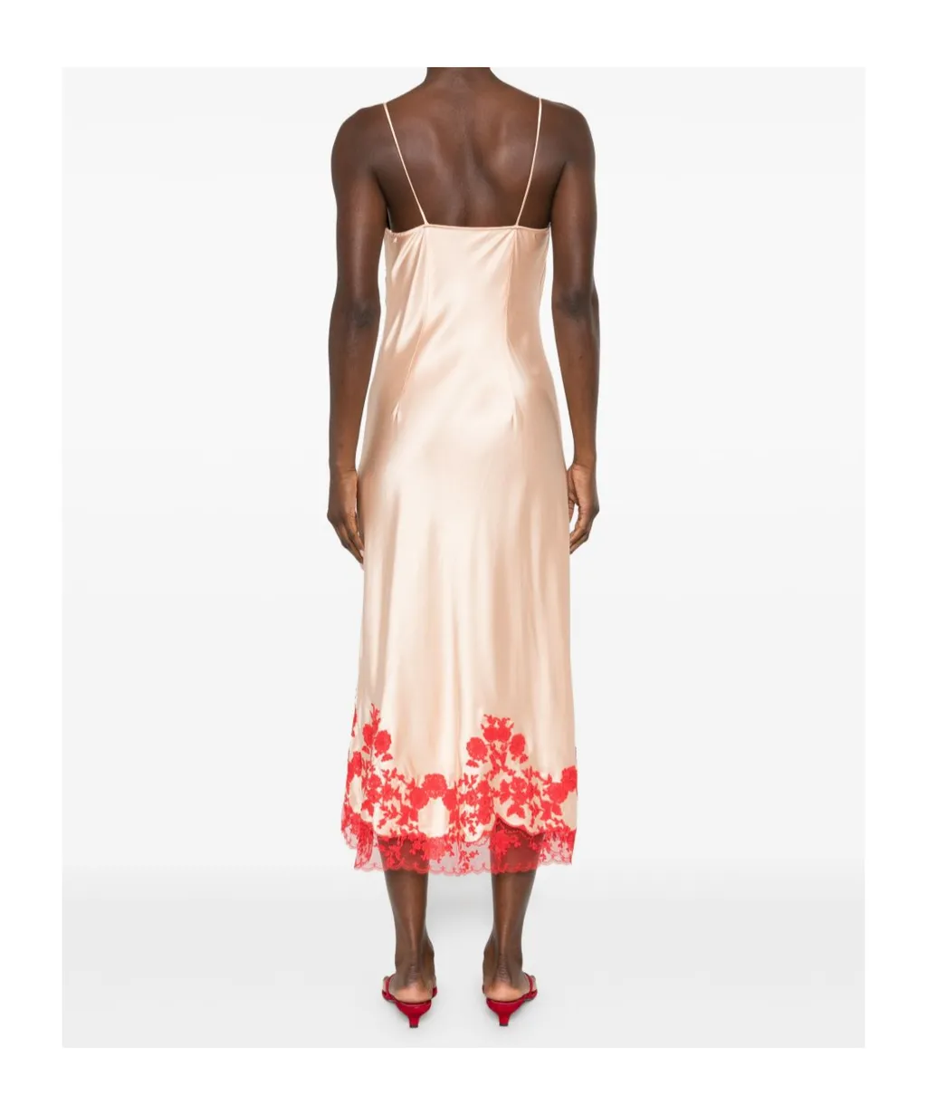 Floral-Embroidered Midi Dress