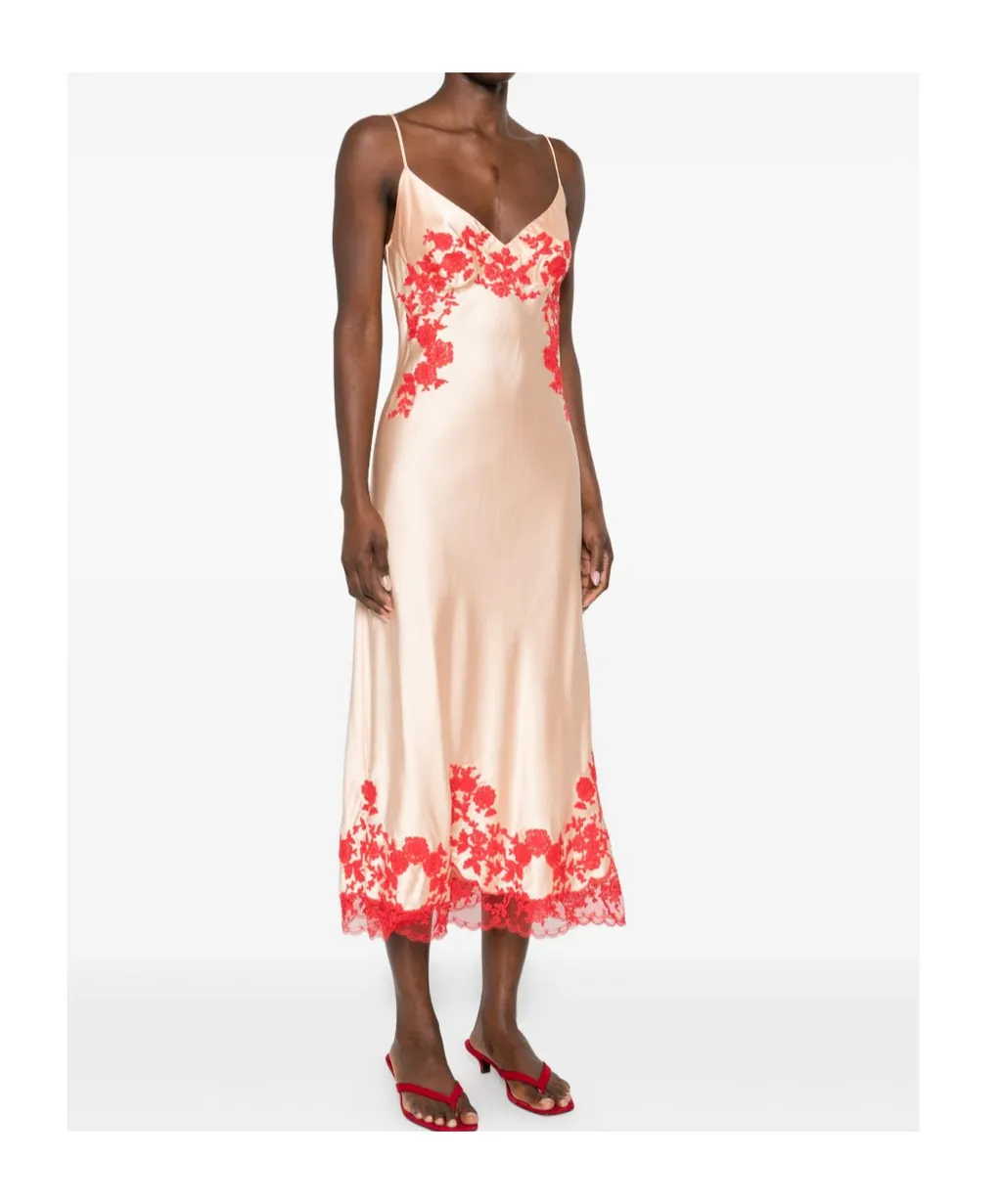 Floral-Embroidered Midi Dress