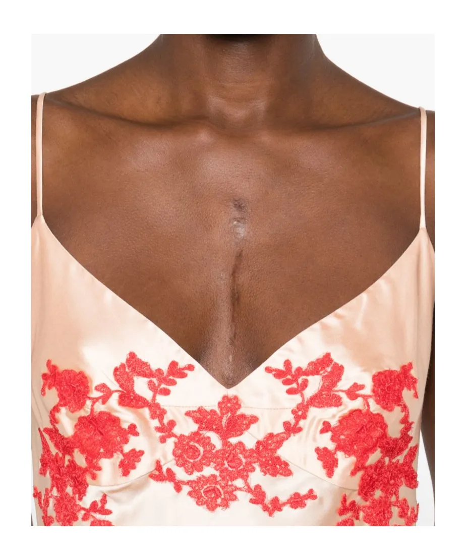 Floral-Embroidered Midi Dress