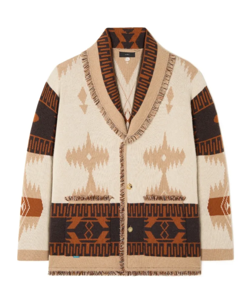 Icon Jacquard Fringed Cardigan