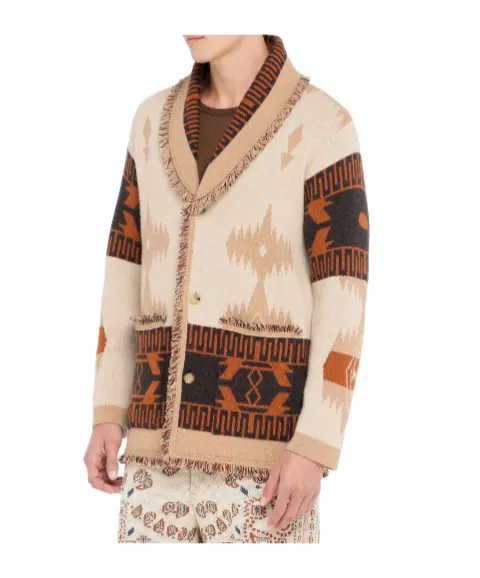 Icon Jacquard Fringed Cardigan