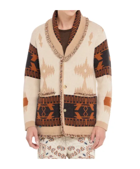 Icon Jacquard Fringed Cardigan