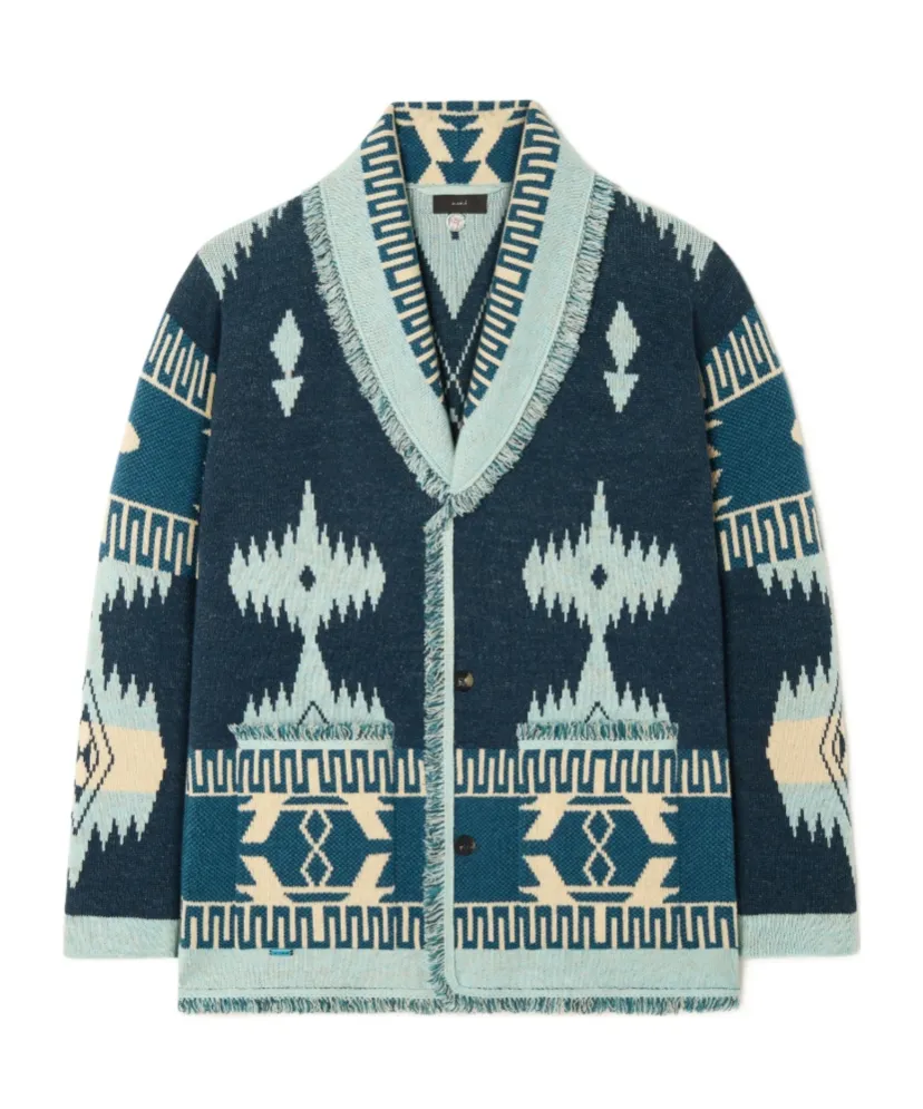 Icon Jacquard Fringed Cardigan