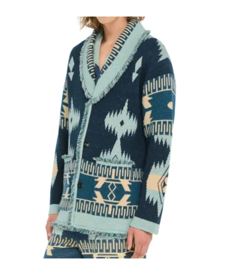 Icon Jacquard Fringed Cardigan