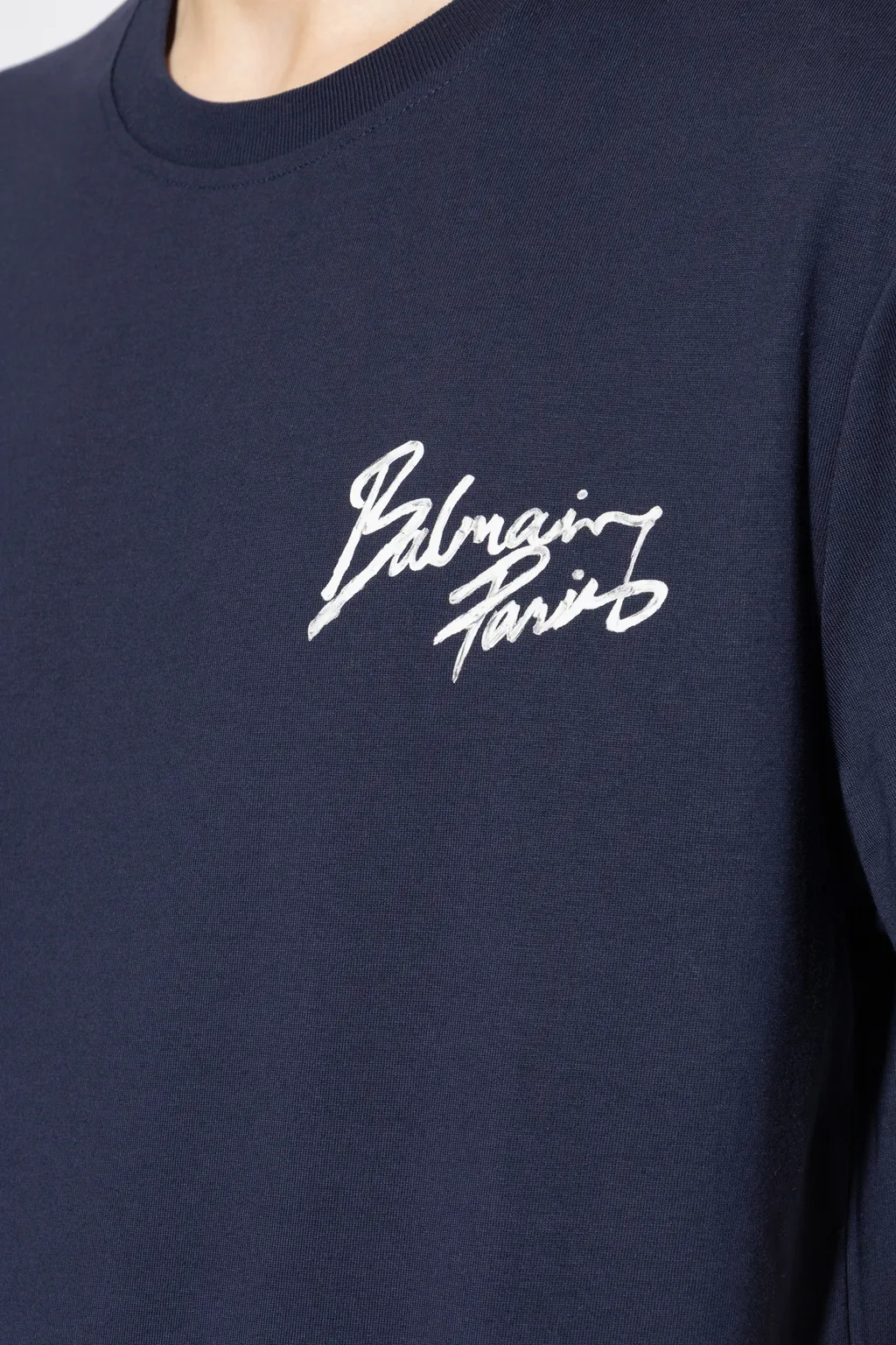 Balmain Logo Brush Printed Crewneck T-Shirt