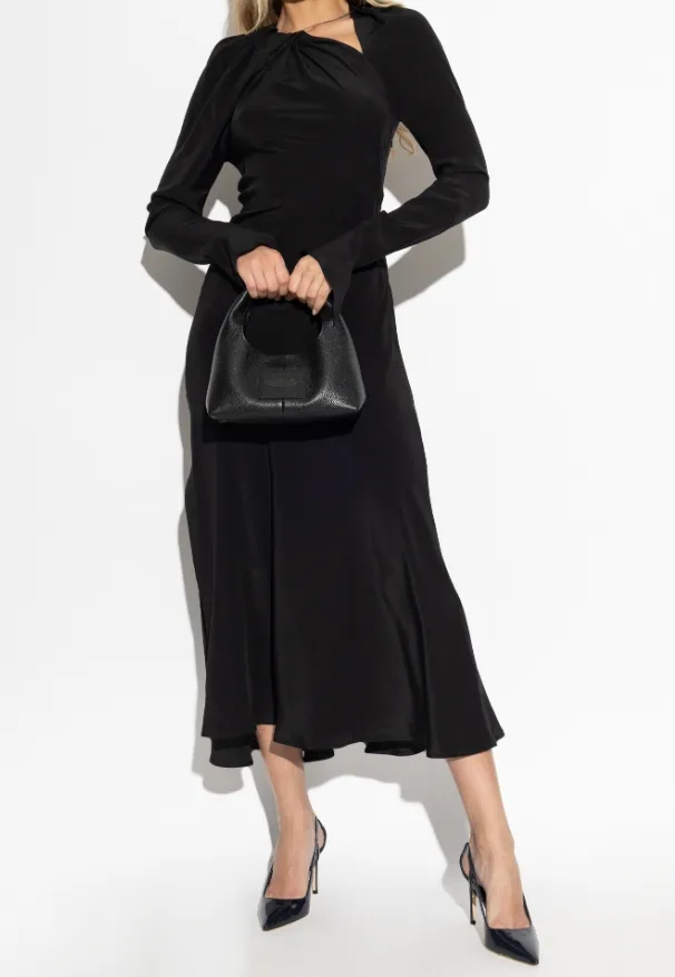 Long-Sleeve Twisted Midi Dress
