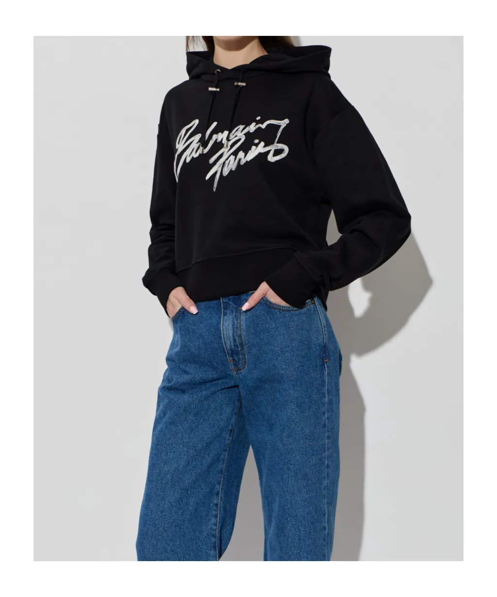 Balmain Logo Printed Drawstring Hoodie