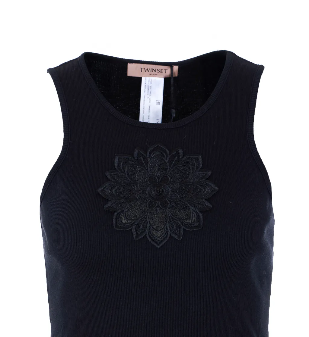 Twinset Floral Embroidered Tank Top
