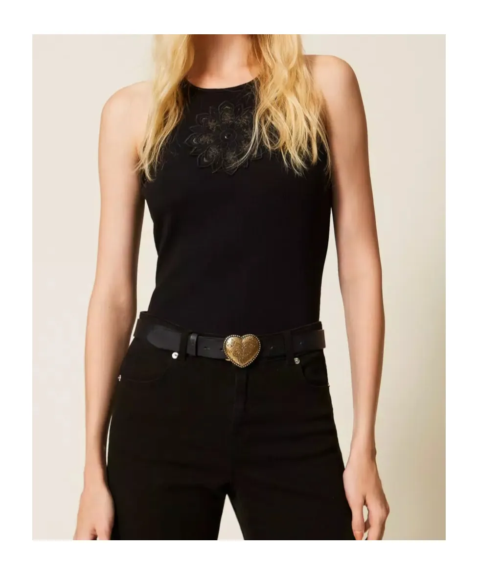 Twinset Floral Embroidered Tank Top