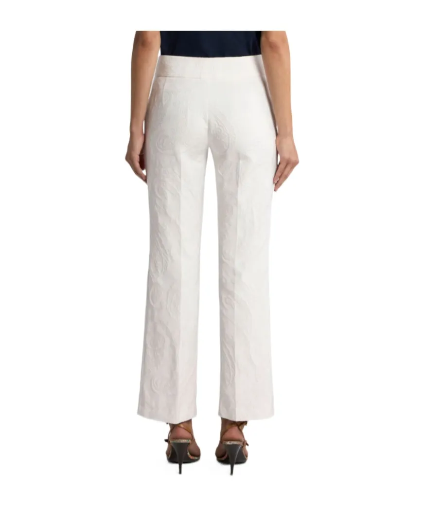Flared Cotton-Blend Jacquard Trousers With Paisley Foliage Motif