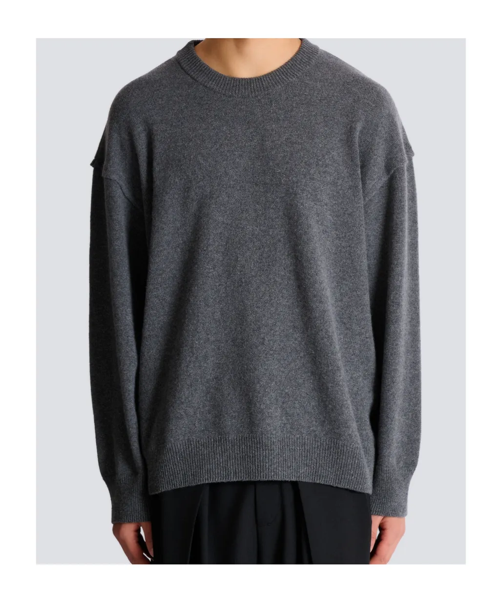 Balmain Logo Patch Crewneck Knit Sweater