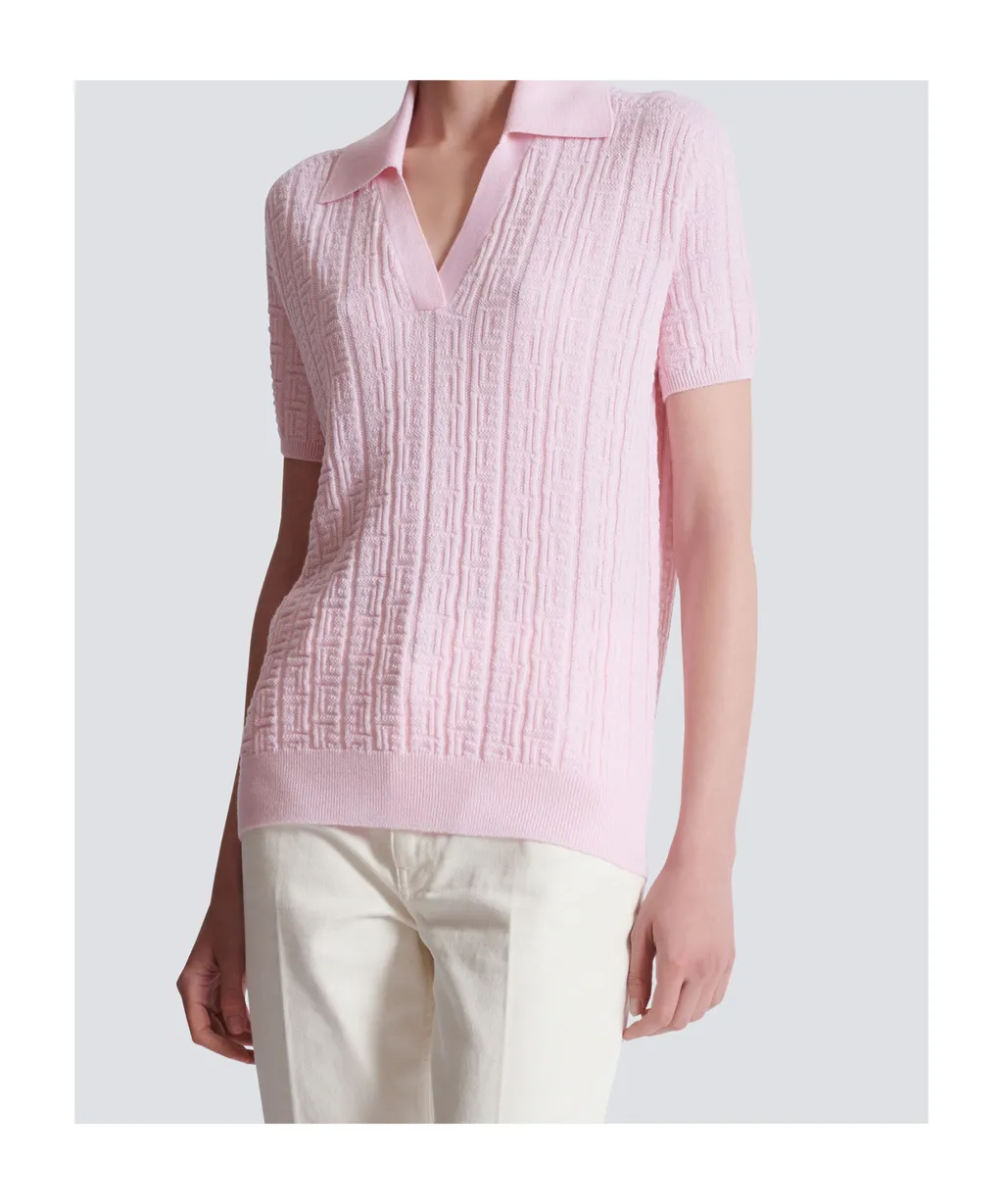 Balmain Monogram Knit Polo Jumper