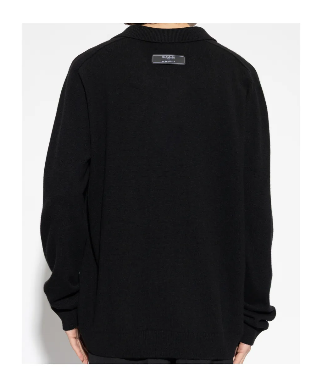 Balmain Collared Knit Long-Sleeve Sweater
