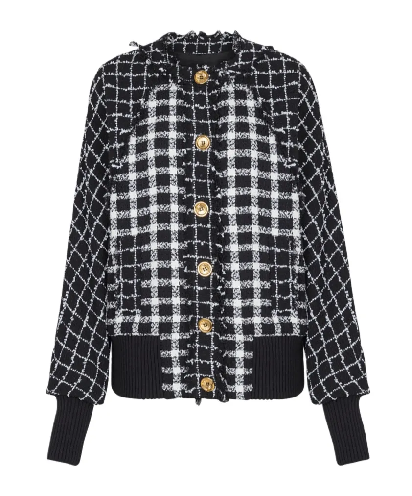 Balmain Tweed Oversized Bomber Jacket