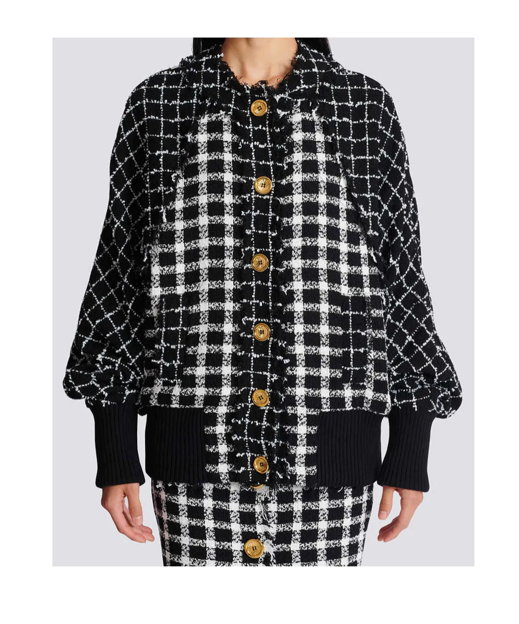 Balmain Tweed Oversized Bomber Jacket