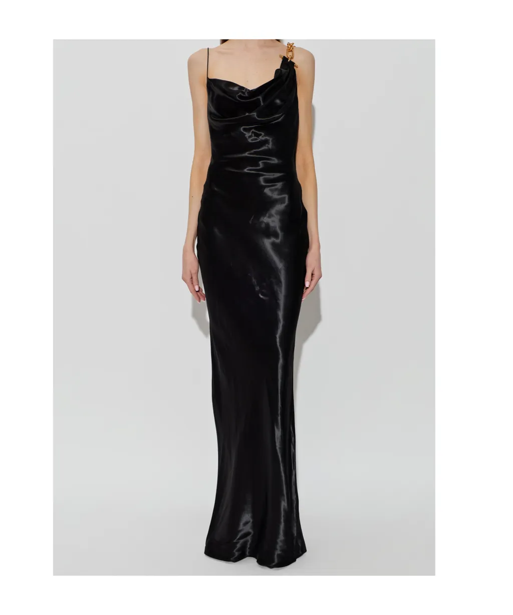 Balmain Cowl Neck Satin Dress