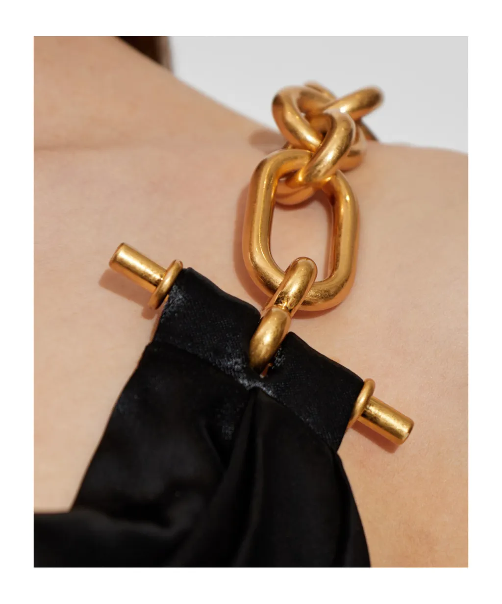 Balmain Cowl Neck Satin Dress