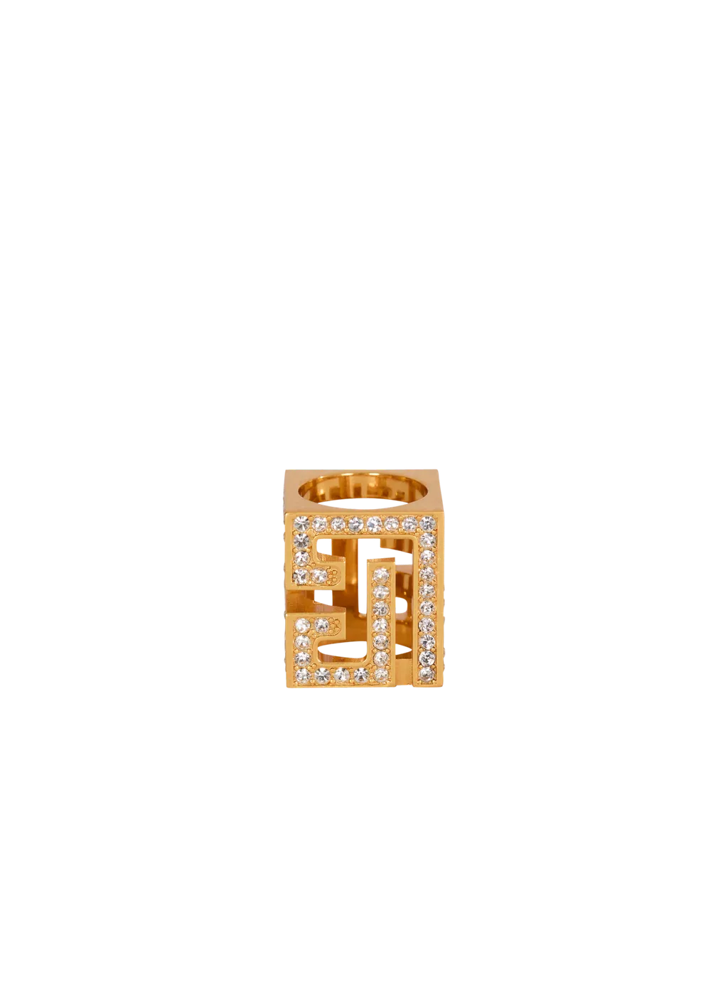 Balmain Embellished Cube Ring