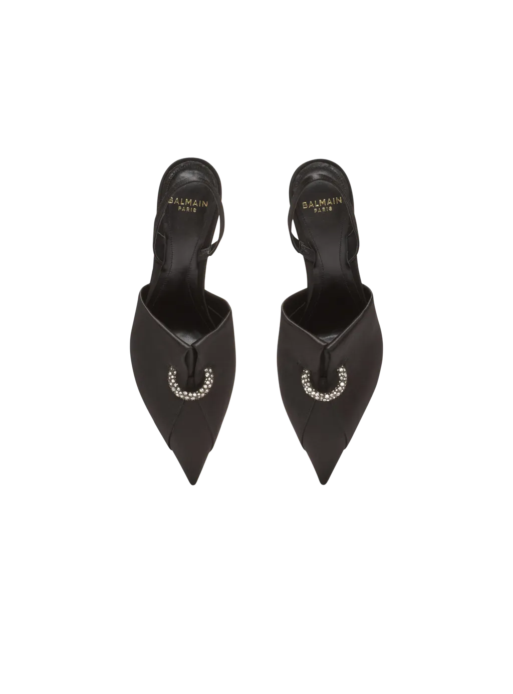 Balmain Piercing Detailed Satin Slingback Pumps