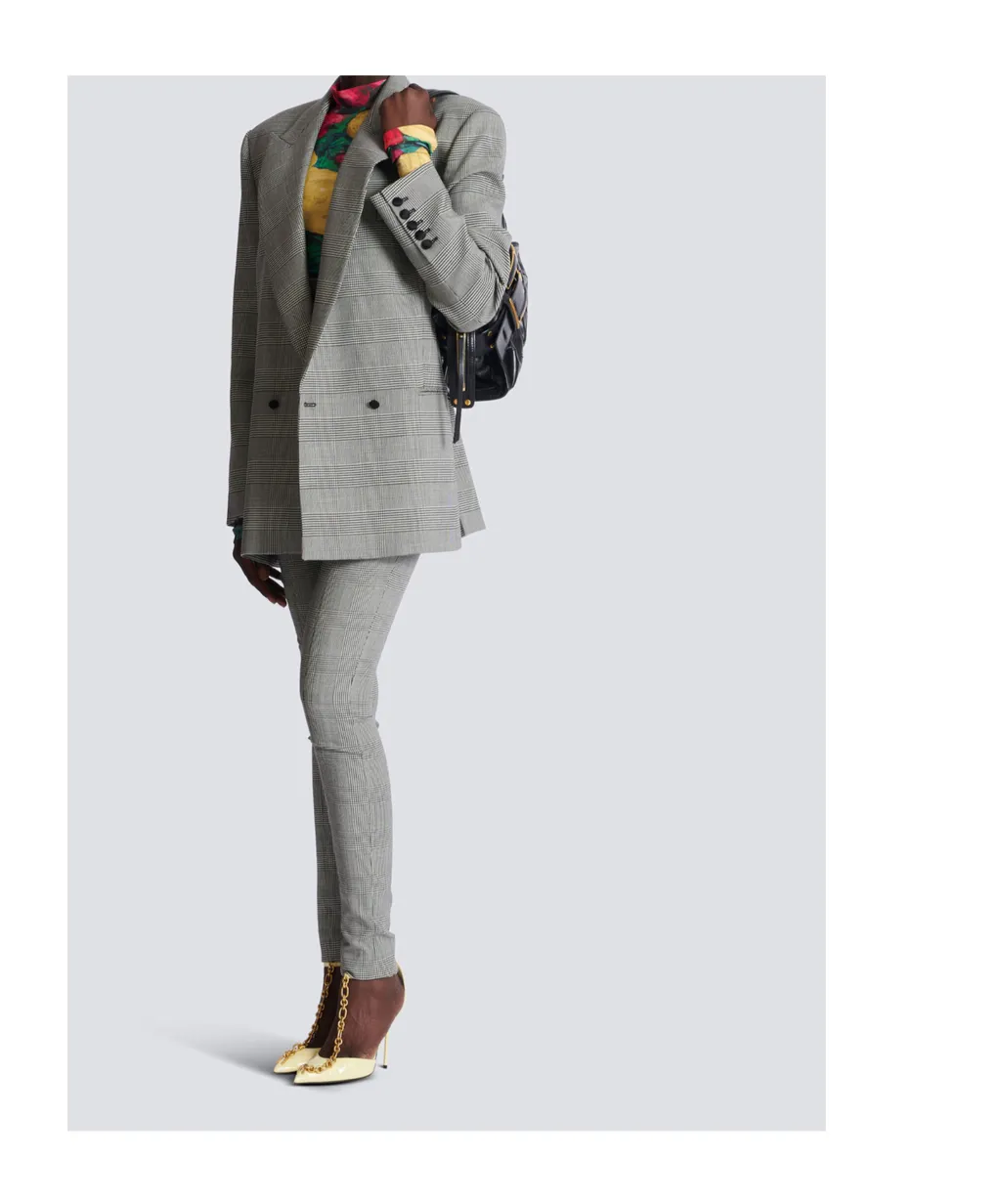 Balmain Houndstooth Button-Up Blazer