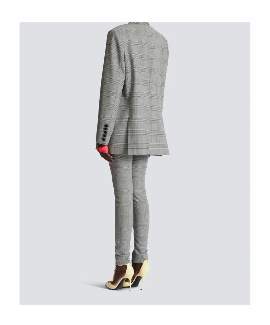 Balmain Houndstooth Button-Up Blazer