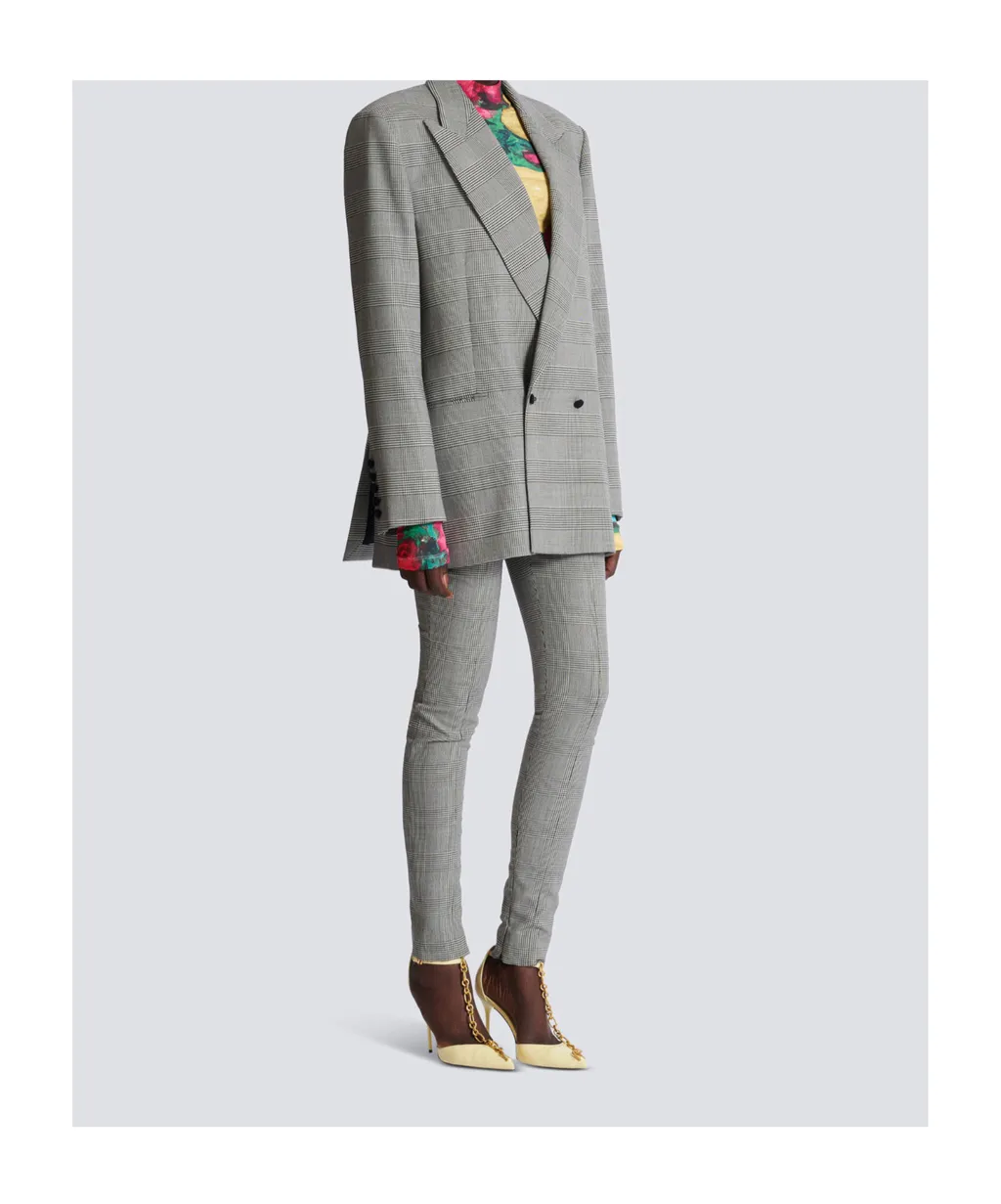 Balmain Houndstooth Button-Up Blazer