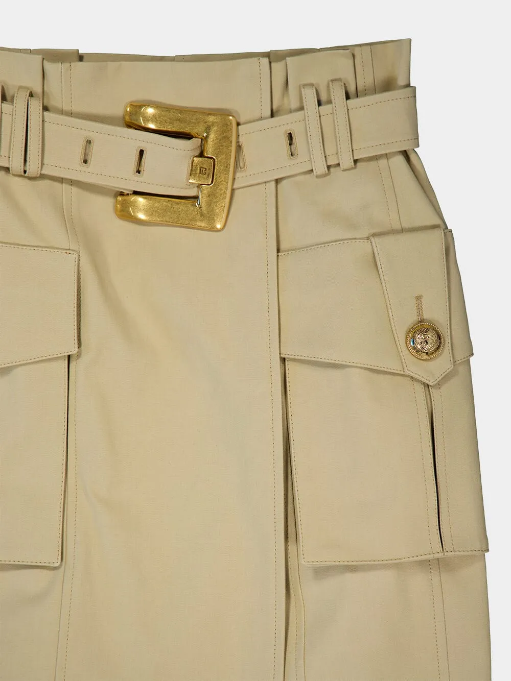 Balmain Gabardine Wrap Midi Skirt