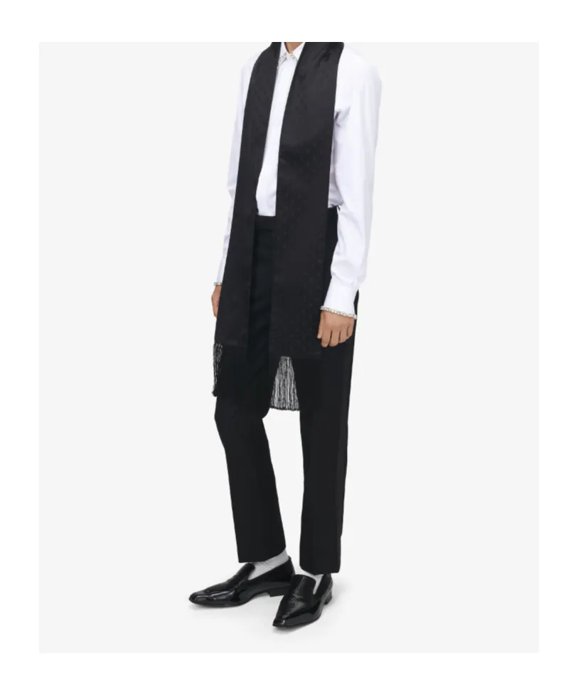 Alexander Mcqueen Skull Fringed-Edge Scarf