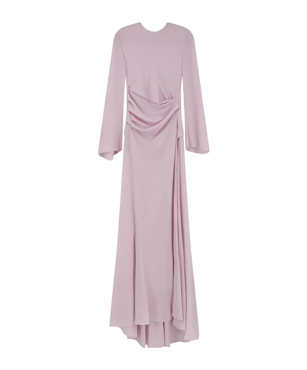 Alexander Mcqueen Crewneck Draped Long Dress