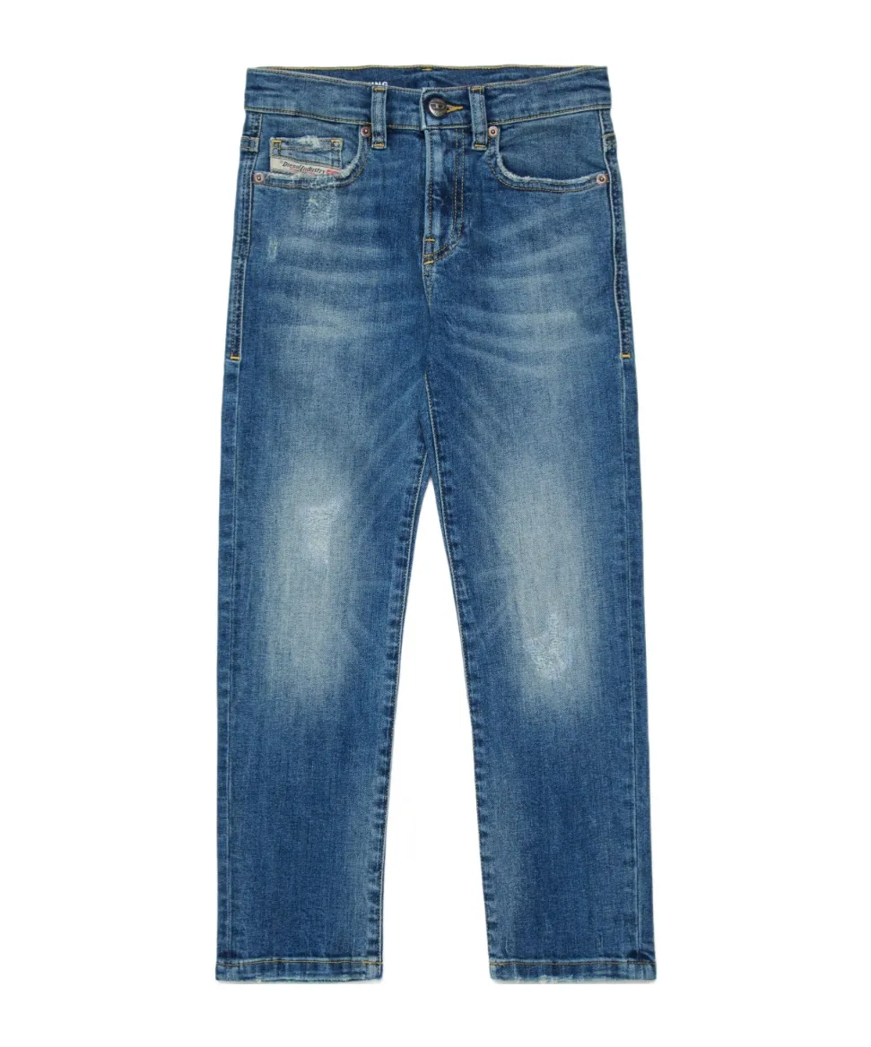 Diesel Kids Distressed Straight-Leg Jeans