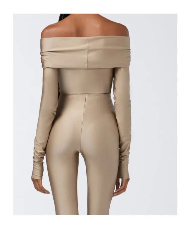 The Andamane Stretch Off-Shoulder Draped Bodysuit