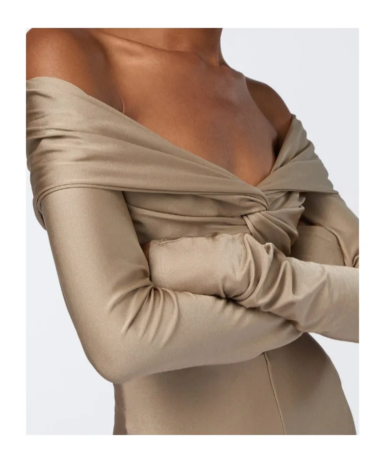 The Andamane Stretch Off-Shoulder Draped Bodysuit