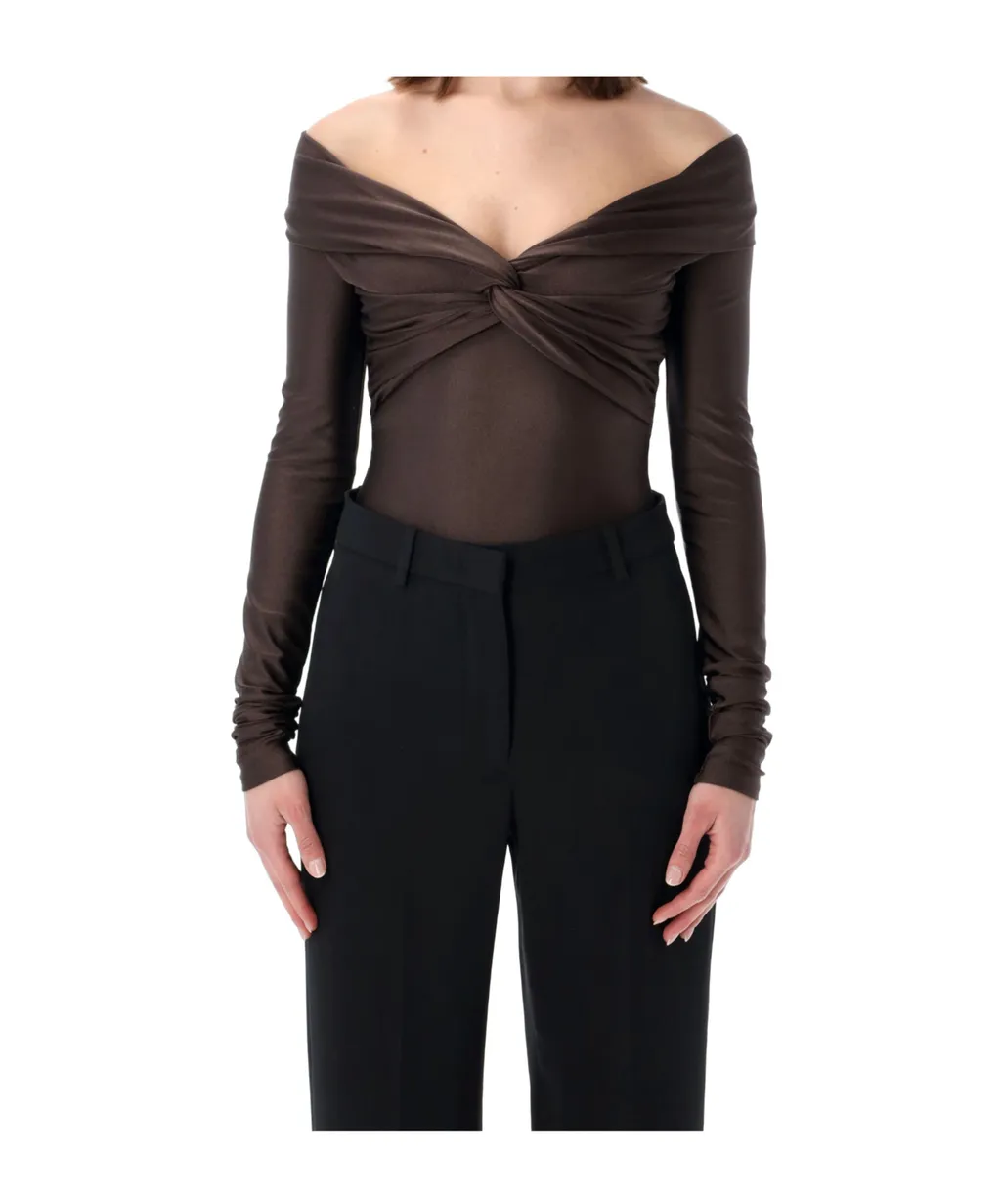 The Andamane Stretch Off-Shoulder Draped Bodysuit