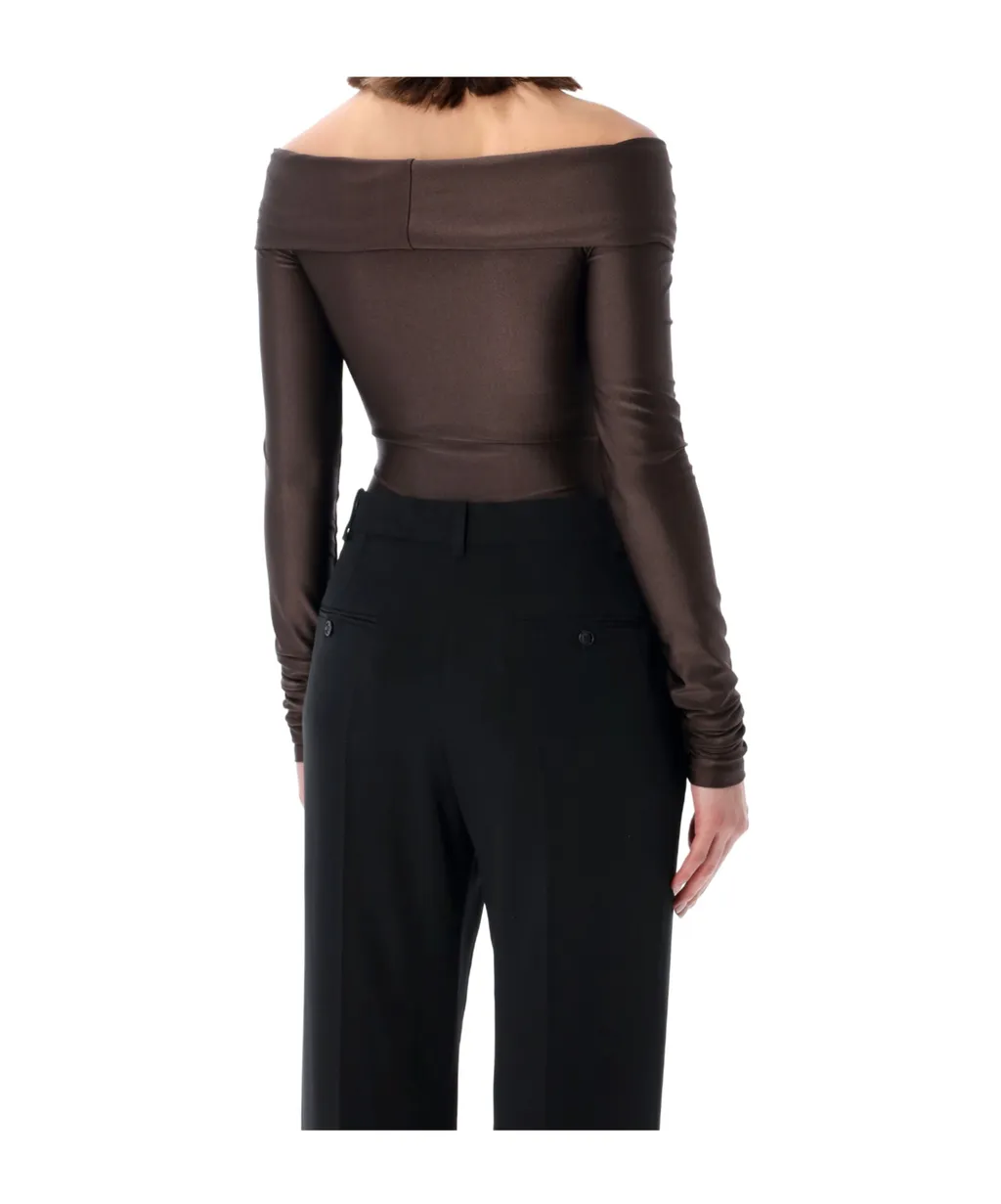 The Andamane Stretch Off-Shoulder Draped Bodysuit