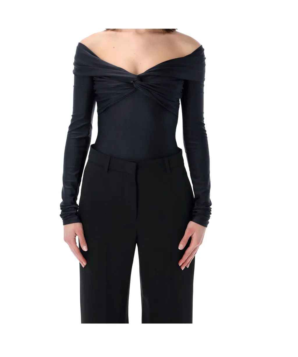 The Andamane Stretch Off-Shoulder Draped Bodysuit