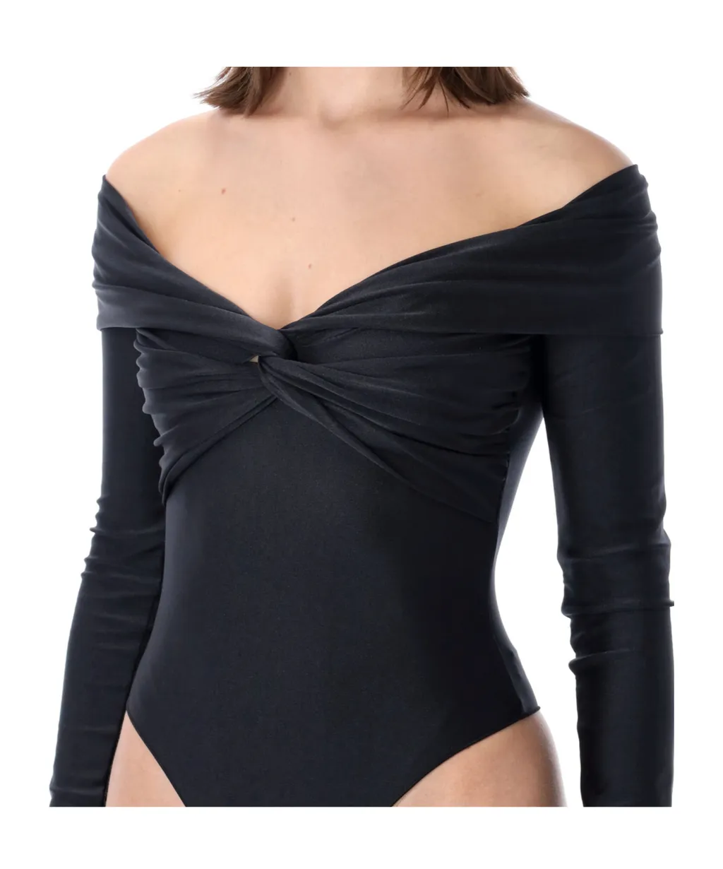 The Andamane Stretch Off-Shoulder Draped Bodysuit