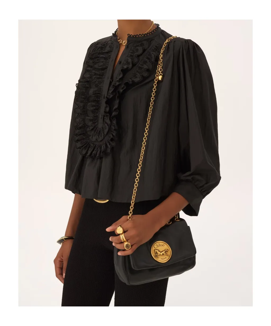 Chloé Gathered Ruffle Top