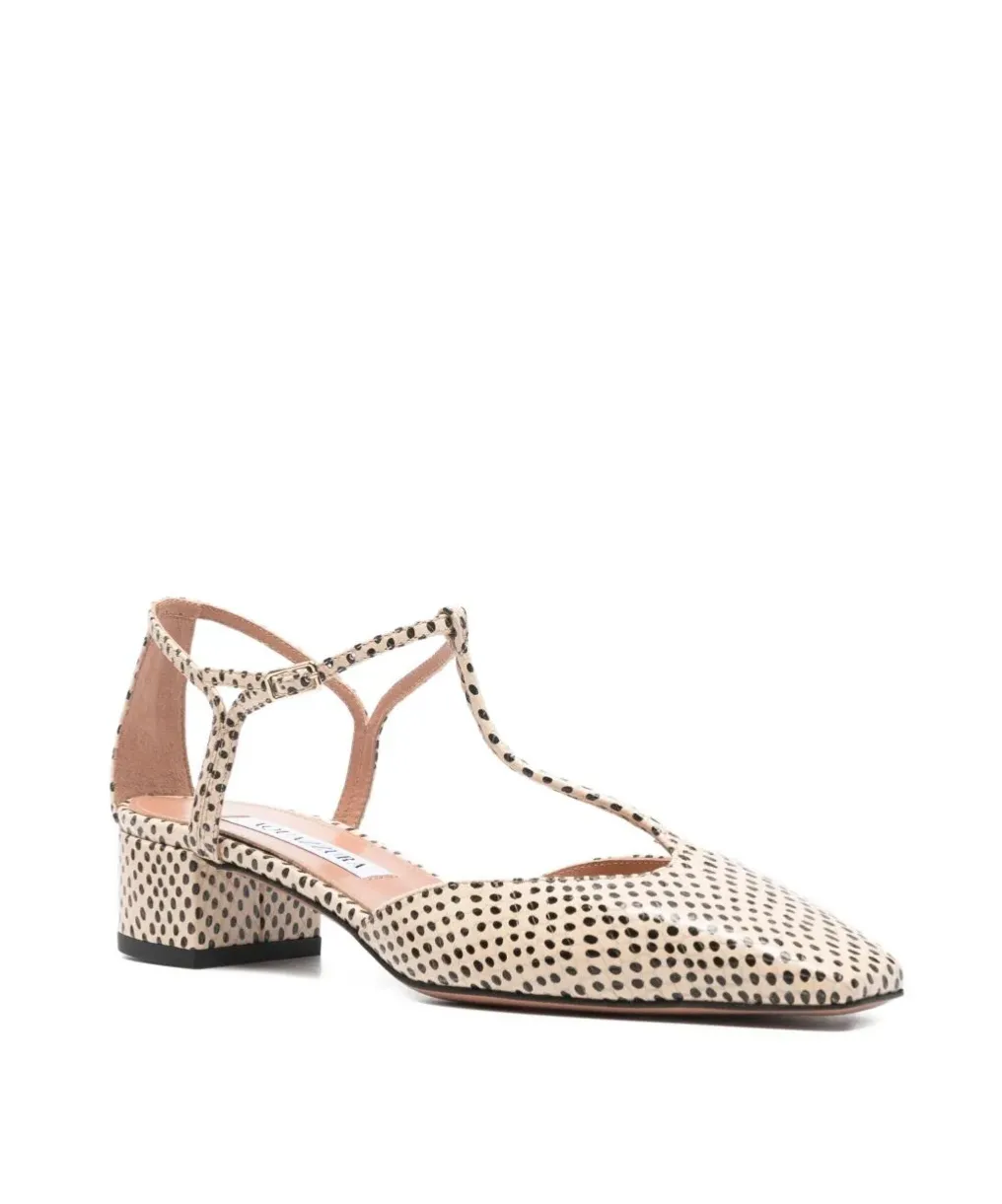T-Strap Patterned Pumps