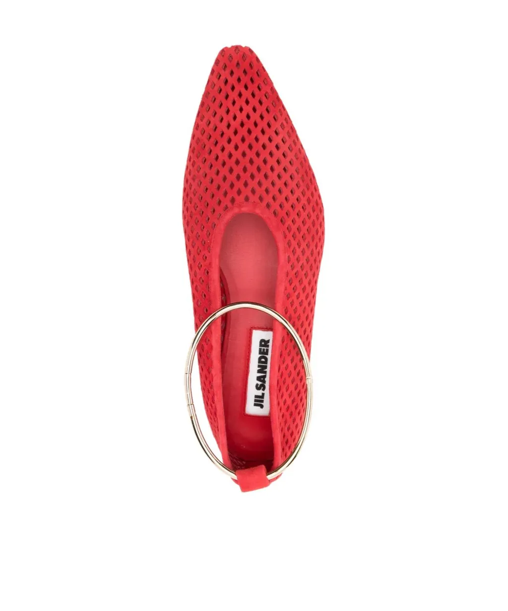 Jil Sander Pointed Toe Perforated Ballet Flats