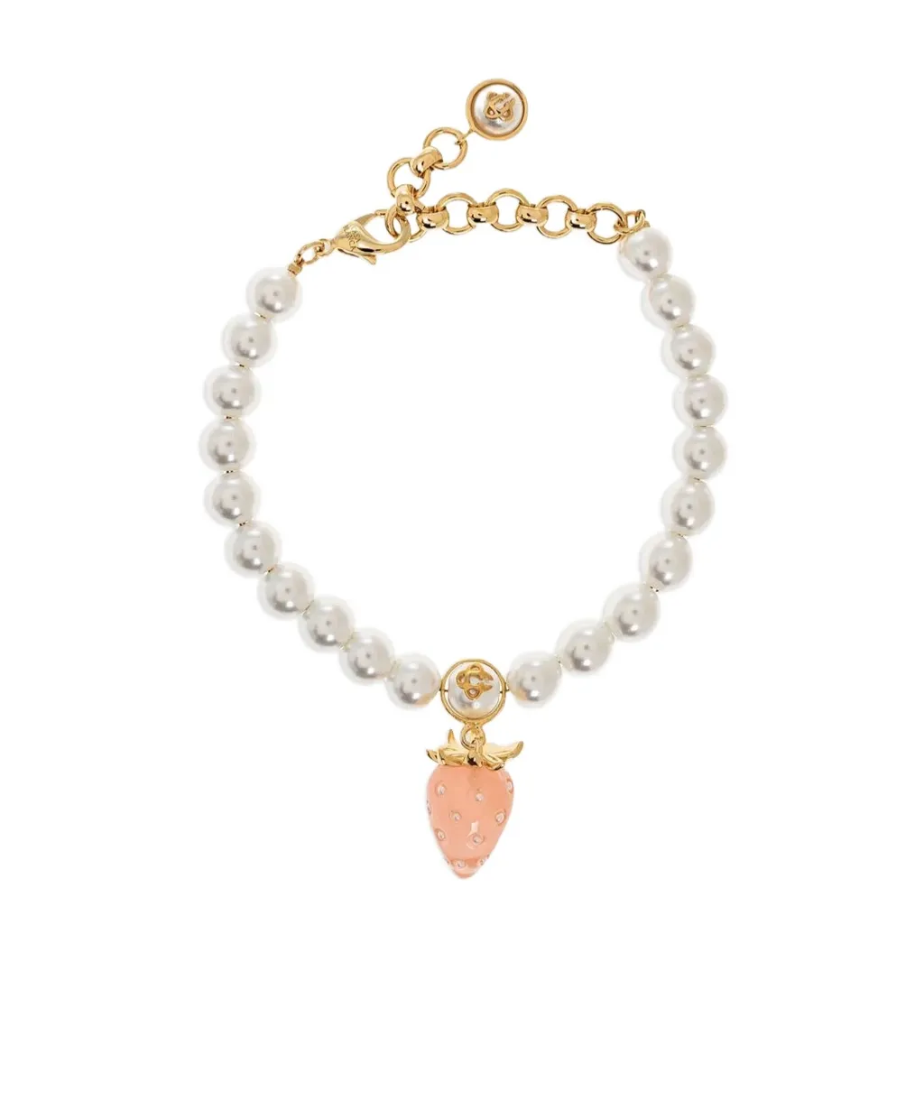Strawberry Charm Beaded Bracelet