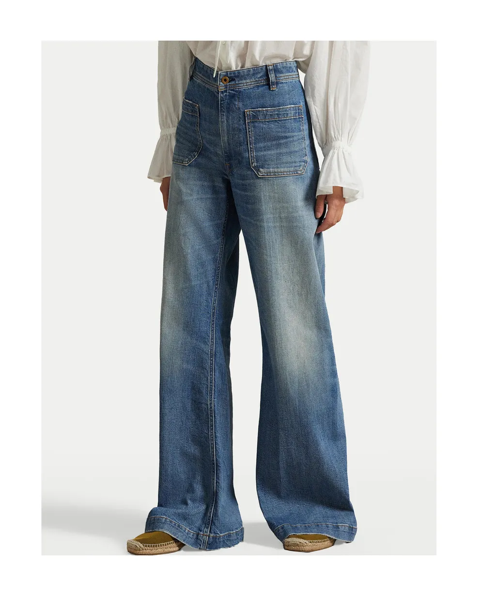Patch-Pocket Wide-Leg Trousers