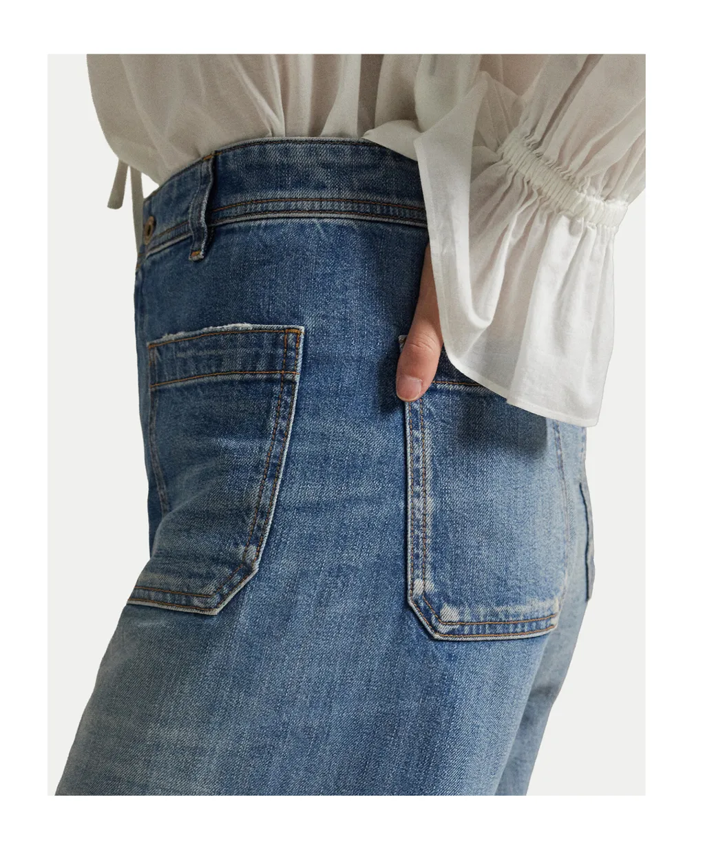 Patch-Pocket Wide-Leg Trousers