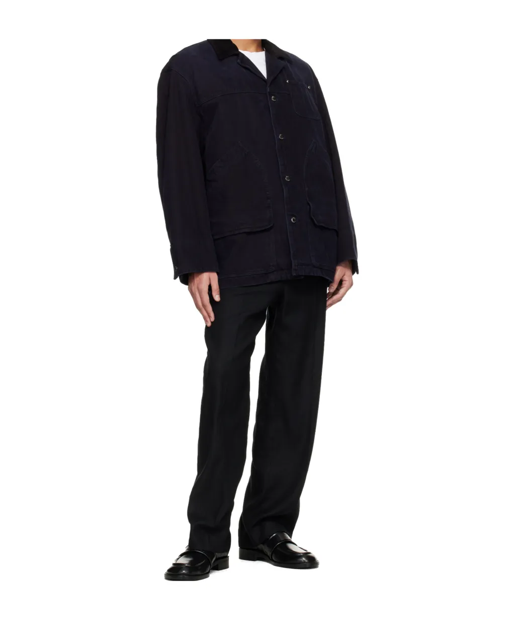 Button-Up Long-Sleeved Cotton Coat